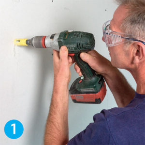 Step 1 on how to install GeeFix plasterboard fixings